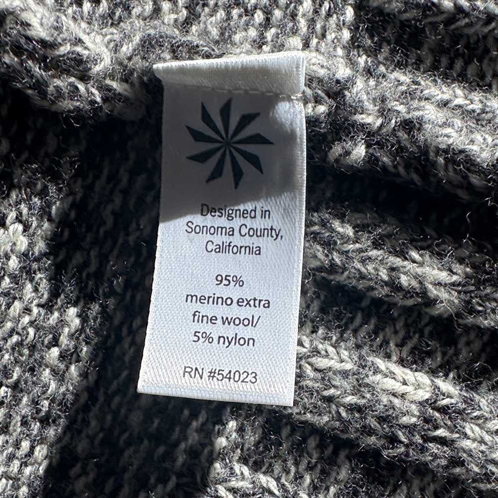 Athleta Charcoal Marled Gray Marino Extra Fine Wool Women's Heavyweight Cardigan - Picture 9 of 12